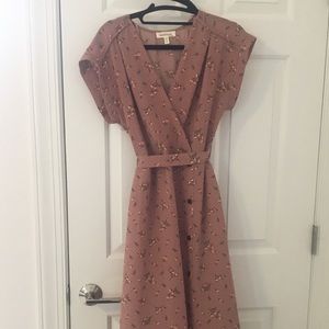 Cute mauve floral midi wrap dress